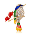 Red Gold Tone Bird Enamel Two Designs Metal Brooch Pin view 7