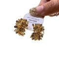 Gold Tone Floral Letter C Stud Earrings For Women French Vintage Light Luxury Style view 5