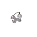 Zircon Bow Pearl Open Ring With Minimalist Design For Women view 5
