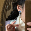Alloy Floral Leaf Tassel Drop Earrings With Silver Pins Vintage Chinese Style Jewelry view 3