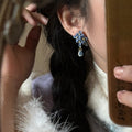 Alloy Floral Leaf Tassel Drop Earrings With Silver Pins Vintage Chinese Style Jewelry view 2