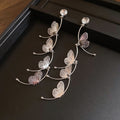 Copper Rhinestone Hollow Butterfly Stud Earrings Chic Light Luxury Fashion Ear Jewelry for Women view 2