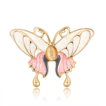 Red Gold Tone Butterfly Enamel Metal Brooch Pin 5 x 4.9 cm