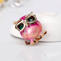 Red Gold Tone Owl Metal Brooch Pin for Jackets and Lapels view 5