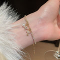 Light Luxury Pearl Bangle With Zircon Snowflake Cross Geometric Charm view 4