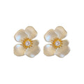 Gold Plated Copper Zircon Flower Stud Earrings With Silver Posts For Women Light Luxury Fashion Jewelry view 5