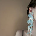 Chic Acrylic Leaf Tassel Drop Earrings Sweet Fashion Versatile Statement Jewelry view 2
