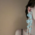 Chic Acrylic Leaf Tassel Drop Earrings Sweet Fashion Versatile Statement Jewelry view 4