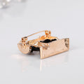 Black Silver Tone Flower Crystal Enamel Metal Brooch Pin view 4