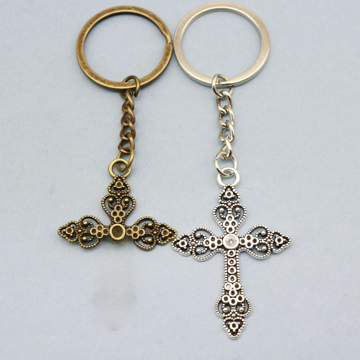 Metal Cross Pendant Keychain For Bag Charm Gift