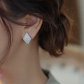 Full Zircon Stud Earrings For Women, Geometric Rhombus Design Fashion Daily Jewelry Accessory view 3