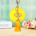 Crown Tassel Plush Pom Pom Keychains in Ten Pictured Colors view 10