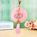 Crown Tassel Plush Pom Pom Keychains in Ten Pictured Colors view 7