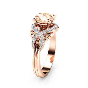 Rose Gold Tone Champagne Oval Cluster Ring In A Polished Decorative Design