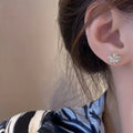 Flower Floral Line Design Earrings, Delicate Fashion Daily Wear Jewelry For Women view 3