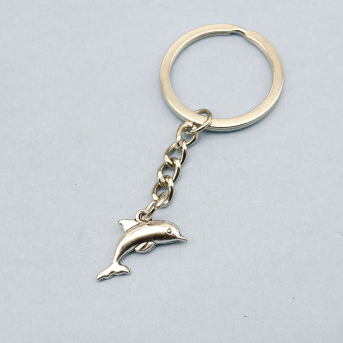 Metal Dolphin Keychain Bag Charm – Silver