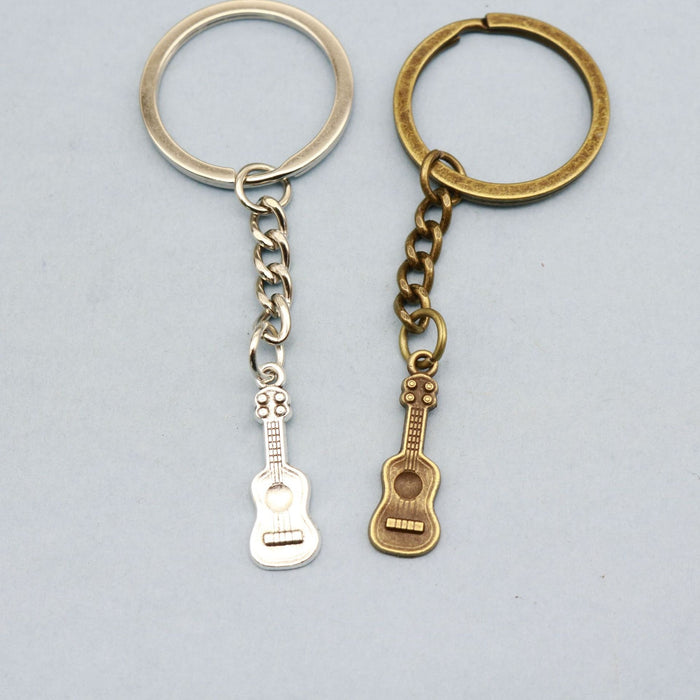 Zinc Alloy Guitar Keychain Music Gift Key Ring – Antique Copper