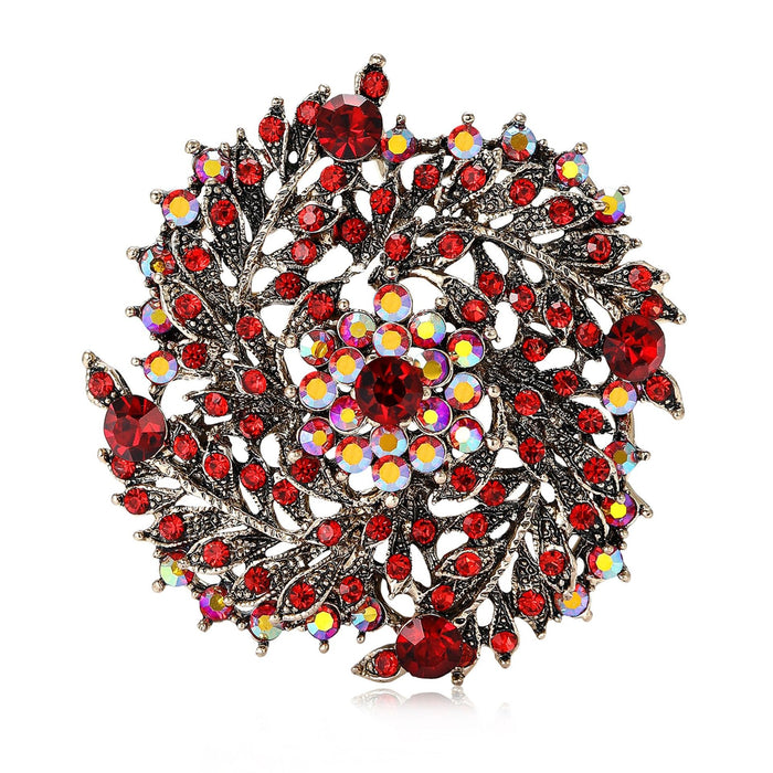 Alloy Rhinestone Rotating Wheat Wreath Brooch Pin For Women