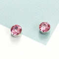 Six Color Round Crystal Look Magnetic Stud Earrings view 3