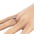 Rose Gold Tone Vine Swirl Center Clear Stone Halo Finger Ring view 2
