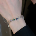 Minimalist Copper Zircon Irregular Flower Clasp Bangle Elegant Light Luxury Floral Bracelet view 4
