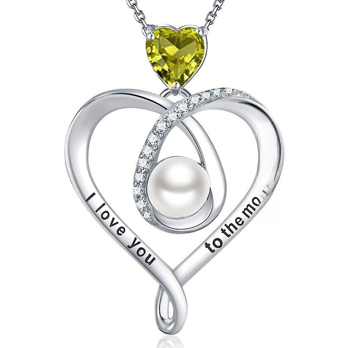 European American Heart Letter Necklace For Women, Faux Pearl Micro Inlaid Zircon Jewelry