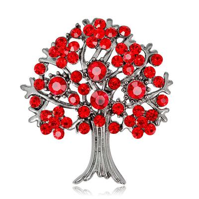 Front product view of the flower brooch pin in red and silver