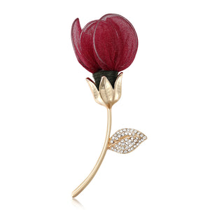 Alloy Rhinestone Fabric Flower Bud Brooch For Women's Suits And Dresses