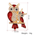Red Gold Tone Owl Crystal Enamel Metal Brooch Pin for Jackets and Lapels view 3