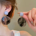 Chic Irregular Round Resin Stud Earrings With Silver Posts Geometric Statement Fashion Jewelry view 4
