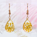 Pressed Flower Clear Teardrop Long Hook Earrings in Two Colors view 6