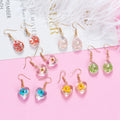 Pressed Flower Clear Teardrop Long Hook Earrings in Two Colors view 1