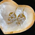 French Vintage Alloy Leaf Pearl Grape Cluster Tassel Drop Earrings For Women view 2