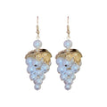 French Vintage Alloy Leaf Pearl Grape Cluster Tassel Drop Earrings For Women view 5