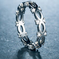 Silver Tone Infinity Oval Hollow Openwork Clear Stone Band Ring view 4