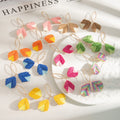 Bohemian Spring Colorful Woven Thread Leaf Studs With Gold Alloy Wire Elegant Statement Earrings view 1