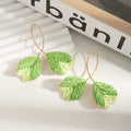 Bohemian Spring Colorful Woven Thread Leaf Studs With Gold Alloy Wire Elegant Statement Earrings view 4
