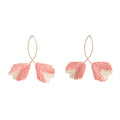 Bohemian Spring Colorful Woven Thread Leaf Studs With Gold Alloy Wire Elegant Statement Earrings view 5