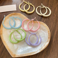 Smooth Round Metal Hoop Earrings With Silver Needle Posts Dopamine Early Spring Minimalist Style view 3