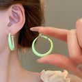 Smooth Round Metal Hoop Earrings With Silver Needle Posts Dopamine Early Spring Minimalist Style view 4