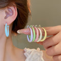 Smooth Round Metal Hoop Earrings With Silver Needle Posts Dopamine Early Spring Minimalist Style view 2