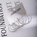 Minimalist Silver Alloy Hoop Set, Korean Style Oversized Round Stud Fashion Women's Earrings view 3