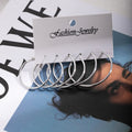 Minimalist Silver Alloy Hoop Set, Korean Style Oversized Round Stud Fashion Women's Earrings view 4