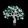 Green Silver Tone Cat Crystal Metal Brooch Pin for Jackets and Lapels view 2