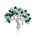 Green Silver Tone Cat Crystal Metal Brooch Pin for Jackets and Lapels view 1