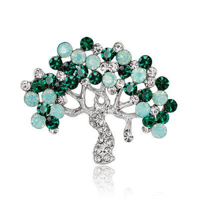 Front product view of the cat brooch pin in silver and green