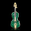 Green Gold Tone Violin Enamel Metal Pendant Charm Jewelry Component view 2