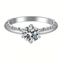 Six Prong Zircon Ring, Classic Elegant Engagement Wedding Fashion Jewelry For Women view 5