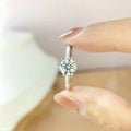 Six Prong Zircon Ring, Classic Elegant Engagement Wedding Fashion Jewelry For Women view 3