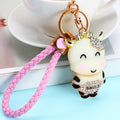 Cow Charm Braided Wrist Strap Keychains in Four Pictured Colors view 2